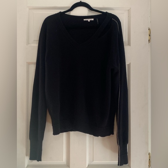 Helmut Lang slash v neck sweater cotton/ cashmere size large $450 distressed. - Picture 7 of 11